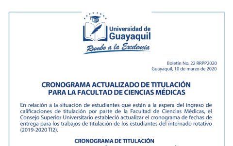 Cronograma actualizado de titulación.