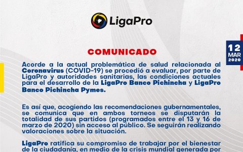 Comunicado oficial emitido por LigaPro.