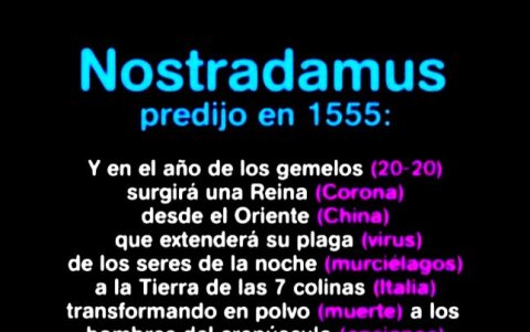 Imagen de una supuesta profecía de Nostradamus sobre el coronavirus que se ha viralizado en redes sociales como Facebook, Instagram y Twitter, y servicios de mensajería como Whatsapp.