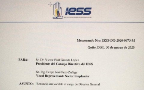 Renuncia de Miguel Ángel Loja al IESS