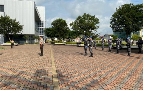 Labor. Los Cascos Azules llegaron este miércoles 8 de abril a Milagro.