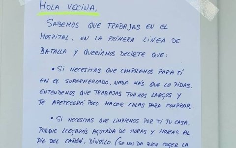 La carta que los vecinos le dejaron a Rosa.
