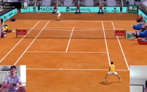 Captura de la disputa cuando Nadal (i) perdía su primer partido en línea ante Murray (d).