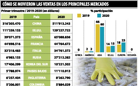 Venta por países, año 2020.