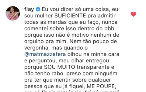 Ese fue el mensaje que publicó la participante del Gran Hermano en las redes sociales.