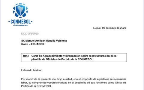 Este documento fue enviado por la Conmebol a Mantilla.
