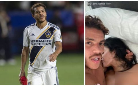 Jonathan Dos Santos y la foto junto a la mujer en su cama.