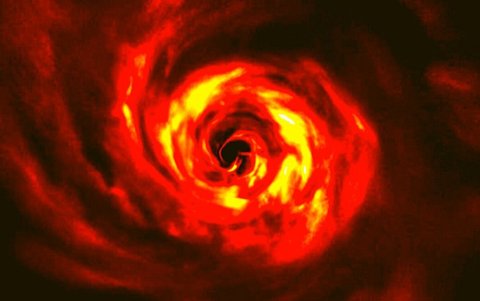 Este es el disco alrededor de la joven estrella AB Aurigae. Se puede ver el ‘giro