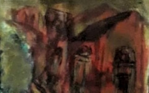 Hernán Zúñiga, el curador de la muestra, posa con la obra que expondrá.