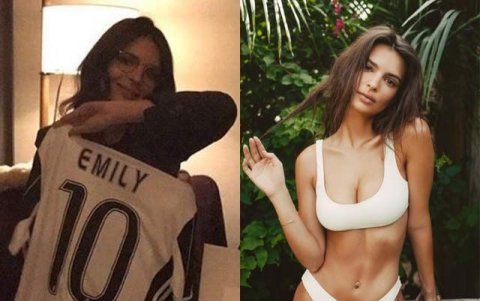 La guapa modelo posa con una camiseta de la Juventus, equipo del que es fanática.