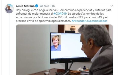 El tuit del presidente, anunciando su diálogo con Angela Merkel, canciller de Alemania.