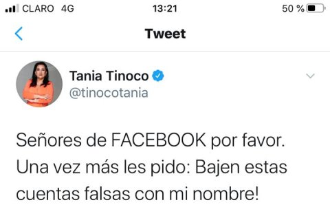 Falsa cuenta de Facebook.