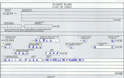 Plan de vuelo de la avioneta de matrícula HCBLO, en el mismo consta quién autiozó el despegue.