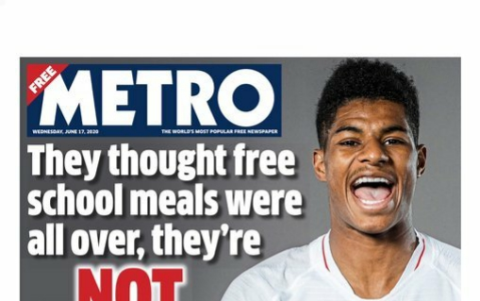 Marcus Rashford, en las principales portadas de los diarios de Gran Bretaña.