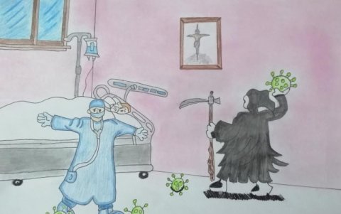 Los chicos reflejan en sus dibujos la situación vivida durante la pandemia.
