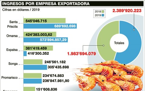 Gráfico exportaciones 2019 y 2018.