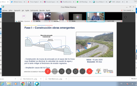 La imagen que presentó el Ministerio de Energía durante la rueda de prensa virtual ilustra el sistema de rampas enrocadas y las zonas de ampliación de cauce del río.
