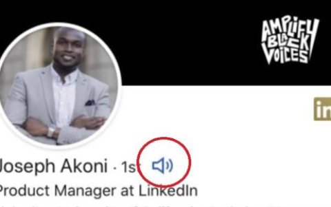 Muestra de audio en un nombre de LinkedIn.