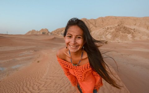 Cynthia Navarrete, guayaquileña de 34 años quien reside en Dubai donde imparte clases de inglés.