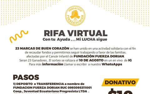 El próximo 10 de agosto se hará el sorteo a través de la cuenta de Instagram de la fundación.