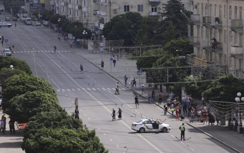 LUTSK. El secuestro generó el cierre de gran parte del área comercial de esa ciudad ucraniana.