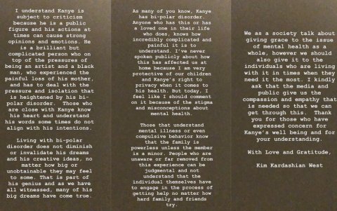 Kim publicó un largo comunicado en sus historias de Instagram