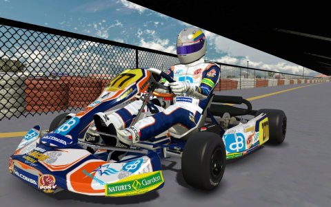 El monoplaza que Drouet utiliza en sus pruebas virtuales de karting está personalizado.