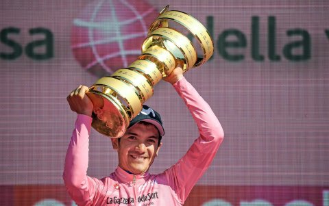 Richard Carapaz, cuando fue campeón del Giro de Italia en el 2019.