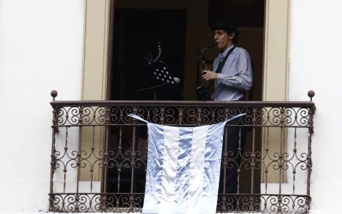 Los artistas. Todos forman parte de la Academia Preludio. Para su presentación, inicialmente ensayaron de forma virtual y luego, por grupos, en el sitio.