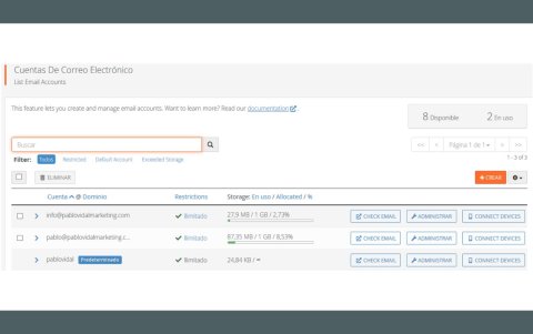 Configuración de cuentas de correo corporativas.