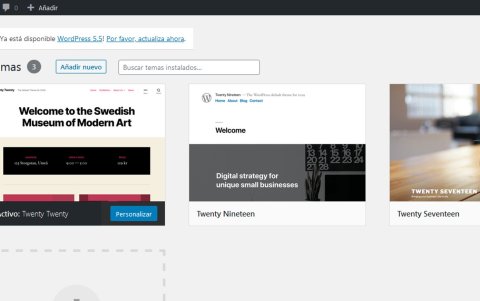 Aquí se configura la apariencia del sitio web.