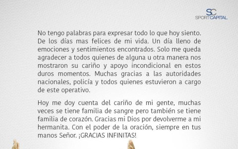 El mensaje con el que Enner Valencia se pronunciaba sobre el rescate de su hermana.