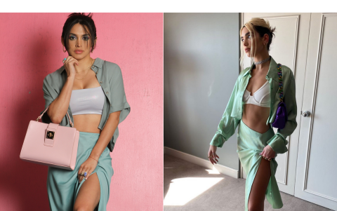 Look inspirado en Dua Lipa y outfit de referencia.