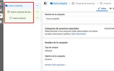 Configuración de anuncios.