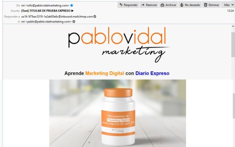 Ejemplo del un mail con la plataforma.