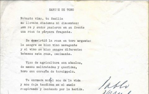 Versión recién hallada de un poema de Pablo Neruda.