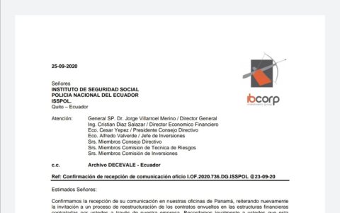 Carta de Jorge Chérrez a Isspol