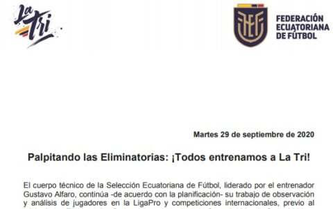 La Ecuafútbol ratificó que el sábado se conocerá la nómina de la selección