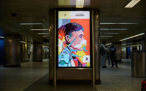 Campaña para promover el uso de las mascarillas en Nueva York.