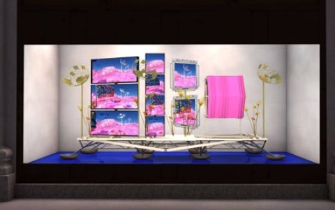 Escaparate con pantallas.