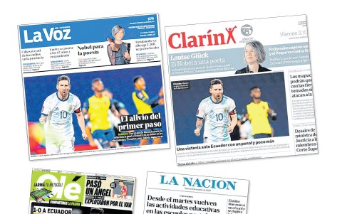 Las portadas de algunos diarios argentinos.