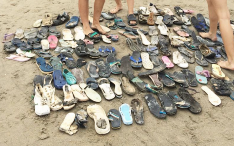 En una minga Mi Playa Limpia encontró más de 200 zapatillas.