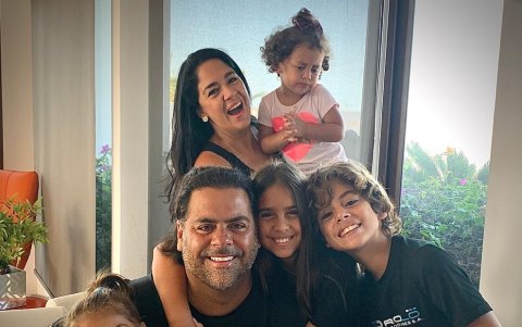 Flor María Palomeque y su familia.