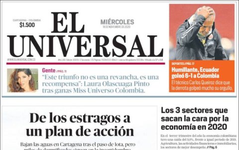 La prensa colombiana ubicó en lugares secundarios la noticia.