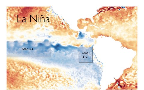 La imagen facilitada por Antárctica.cl muestra la incidencia del fenómeno La Niña en el Oceáno Pacífico.