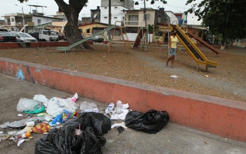 Comida en mal estado y hasta animales en descomposición se acumulan en fundas negras en los alrededores de los parques.
