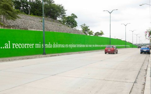 En otros puntos de la ciudad también se están plasmando otros versos y frases.