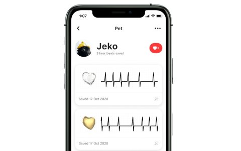 Aplicación móvil Feel para enviar y guardar el latido del corazón.