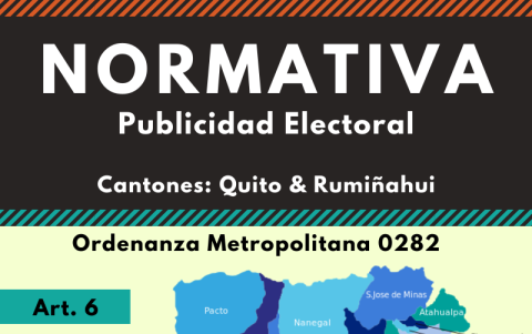 El gráfico resume la normativa del cantón Rumiñahui sobre la colocación de publicidad electoral.
