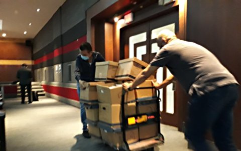 El voluminoso proceso de peculado y la cantidad de abogados requirió del auditorio de la Corte del Guayas, en Guayaquil.